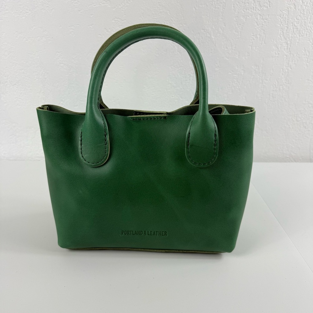 Portland Leather Goods Raindrop Crossbody Bag Cowboy Mint Snap Closure